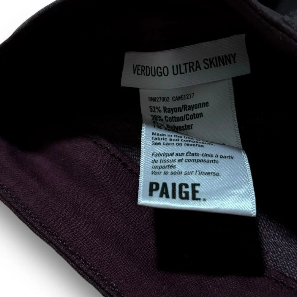 Paige Women's‎ Verdugo Ultra Skinny Burgundy Faux Leather Pants Size 27 x 27.5